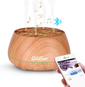 GoldSun Aroma Difuzér Slack 400ml osviežovač a zvlhčovač vzduchu Music & Bluetooth - Svetlé drevo