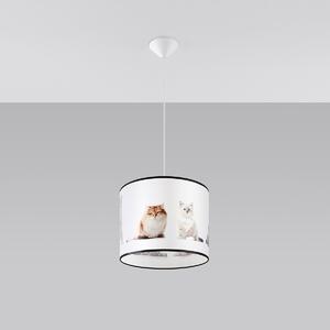 Detské závesné svietidlo Kitty, 1x plastové tienidlo so vzorom, (fi 30 cm)