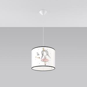 Detské závesné svietidlo Princess, 1x plastové tienidlo so vzorom, (fi 30cm)