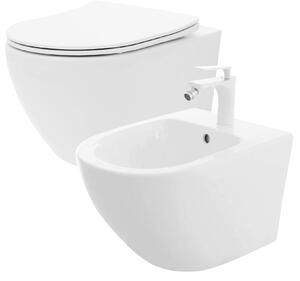 Rea, Sada závesnej WC misy REA CARLO Flat Mini Rimless + závesného Bidetu REA CARLO Mini, KPL-C2760