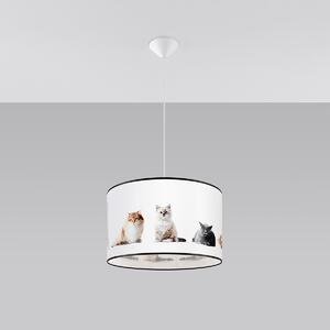 Detské závesné svietidlo Kitty, 1x plastové tienidlo so vzorom, (fi 40cm)