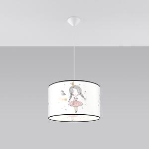 Detské závesné svietidlo Princess, 1x plastové tienidlo so vzorom, (fi 40cm)