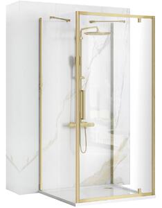 Rea Rapid Swing, 3-stenový sprchovací kút 90(dvere) x 80(stena) x 195 cm, 6mm číre sklo, zlatý matný profil, KPL-02520