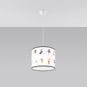 Detské závesné svietidlo Fairy, 1x plastové tienidlo so vzorom, (fi 30cm)