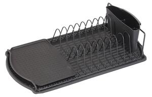Kuchinox Torino, odkvapkávač na taniere a príbory 47,5x26,5x11 cm na postavenie, čierna matná, LAV-EKC_701A