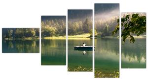 Obraz loďky na jazere (Obraz 110x60cm)