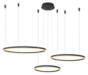 Moderný luster Halo 100+80+60 CCT čierna s diaľkovým ovládaním