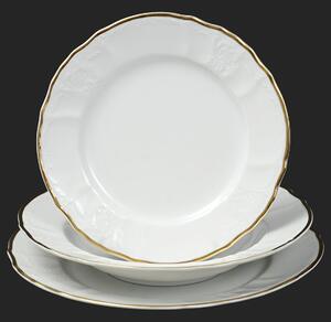 BERNADOTTE biela zlatý pruh - sada porcelánových tanierov pre 6 os