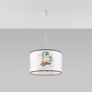 Detské závesné svietidlo Unicorn, 1x plastové tienidlo so vzorom, (fi 40cm)