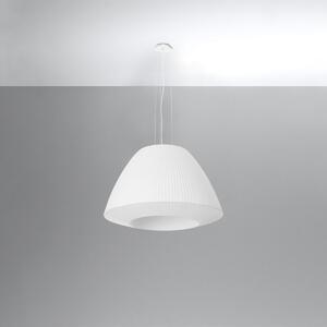 Závesné svietidlo Bella, 1x biele textilné tienidlo, (biele sklo), (fi 60 cm)