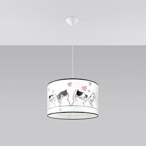 Detské závesné svietidlo Cat, 1x plastové tienidlo so vzorom, (fi 40cm)