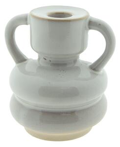 Béžový porcelánový svietnik na úzku sviečku Chrie - Ø 9*9 cm - Clayre & Eef