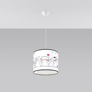 Detské závesné svietidlo Cat, 1x plastové tienidlo so vzorom, (fi 30cm)