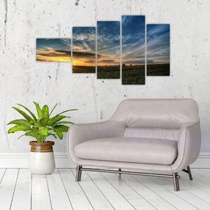 Západ slnka na poli - moderný obraz (Obraz 110x60cm)