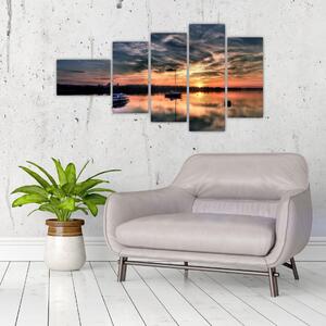 Západ slnka v prístave - obraz na stenu (Obraz 110x60cm)