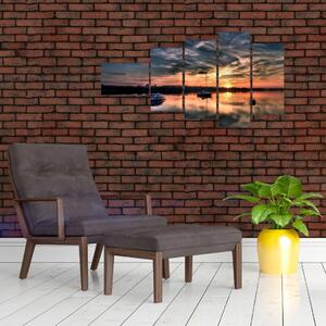 Západ slnka v prístave - obraz na stenu (Obraz 110x60cm)