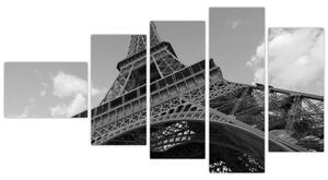 Čiernobiely obraz Eiffelovej veže (Obraz 110x60cm)
