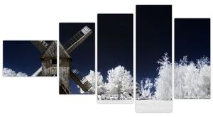 Veterný mlyn v zimnej krajine - obraz (Obraz 110x60cm)