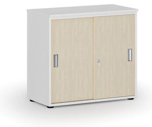 Kancelárska skriňa so zasúvacími dverami PRIMO WHITE, 740 x 800 x 420 mm, biela/breza