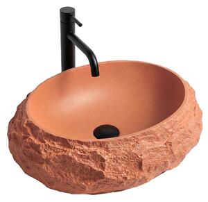 Umývadlo na dosku z kompozitného kameňa REA MIKA TERRACOTTA 50x38 cm, oranžová