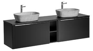 Kúpeľňová skrinka s umývadlom a doskou SANTA FE Black DU180/1 | 180 cm