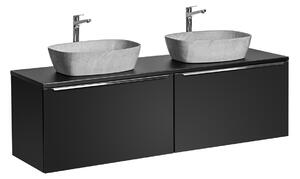 Kúpeľňová skrinka s umývadlom a doskou SANTA FE Black DU160/1 | 160 cm