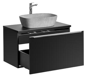 Kúpeľňová skrinka s umývadlom a doskou SANTA FE Black DU160/1 | 160 cm