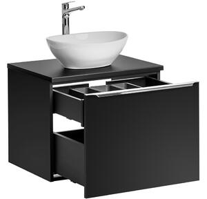 Kúpeľňová skrinka s umývadlom a doskou SANTA FE Black DU60/2 | 60 cm