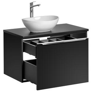 Kúpeľňová skrinka s umývadlom a doskou SANTA FE Black DU80/3 | 80 cm