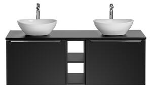 Kúpeľňová skrinka s umývadlom a doskou SANTA FE Black DU140/2 | 140 cm