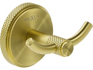 Mexen Gravo, nástenný dvojitý háčik na uteráky, zlatá matná, 70A93012-55