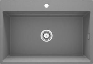 Deante Magnetic, 1-komorový granitový drez 760x520x220mm, šedá metalíza, DEA-ZRM_S10B