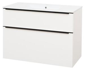 Mereo Mereo, Mailo, kúpeľňová skrinka s keramickým umývadlom 101 cm, čierne madlo, MER-CN512B