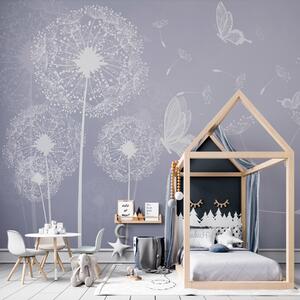 Tapety Jemné púpavy s modrými motýľmi, Fototapety s kvetmi, u99597v4 : Uwalls.sk