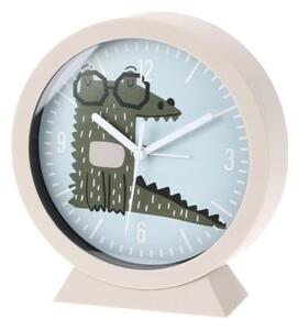 Detské stolné hodiny Krokodýl, biela, pr. 15 cm