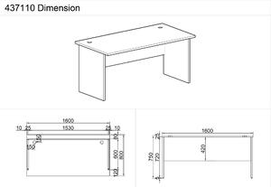 Kancelársky pracovný stôl MIRELLI A+, rovný, dĺžka 1600 mm, breza