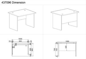 Kancelársky pracovný stôl MIRELLI A+, rovný, dĺžka 1000 mm, biela/dub sonoma