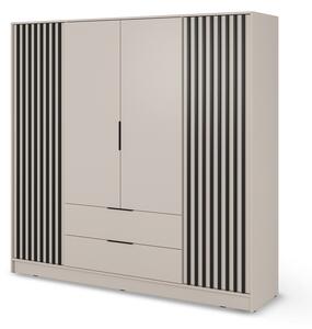 Šatníková skriňa Nelly 4D 206x200x51 - kašmír / čierna