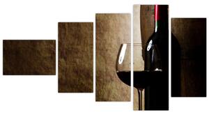 Fľaša vína - moderný obraz (Obraz 110x60cm)