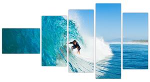 Surfer na vlne - moderný obraz (Obraz 110x60cm)