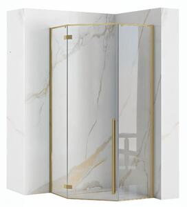 Rea Diamond, päťuholníkový sprchový kút 100 x 100 cm, 6mm číre sklo, zlatá matná, REA-K5684