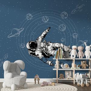 Tapety Astronaut a planéty na modrom pozadí, Fototapety vesmír, w00712v3 : Uwalls.sk