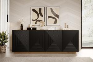 Artisan komoda Asha 200 cm so štyrmi dverami - čierny mat