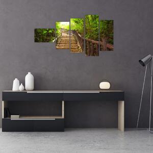 Schody v lese - obraz (Obraz 110x60cm)