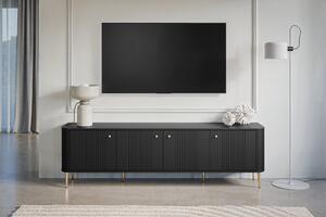 TV stolík Vespera 4D 187 cm - čierna / zlaté nožičky
