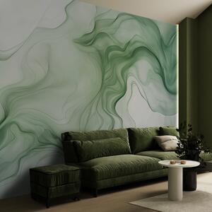 Tapety Panoramatické zelené abstraktné vlny na svetlom pozadí, 3D fototapety, Fototapety 3d geometrické postavy, w01185d1 : Uwalls.sk
