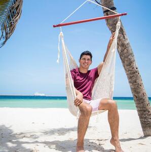 Mexické závesné kreslo MacaMex Deluxe Natural White Bavlna Hanging Chair