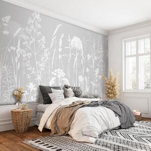 Tapety Lúčne siluety na sivej, Fototapety s prírodnými motívmi, w01270v1 : Uwalls.sk