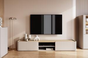 TV stolík Elivo 220 cm so zásuvkou - kašmír / olejovaný dub