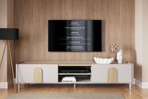 TV stolík Amilio 220 cm na nožičkách - kašmírová / dub olejovaný / dub svetlý